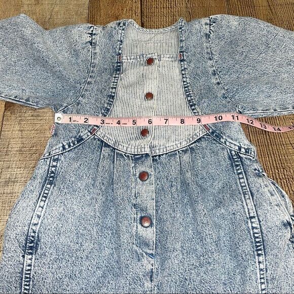 VTG Little Levi's Acid Wash Denim Romper Baby Girls 6 Cotton USA MADE - Picture 5 of 11